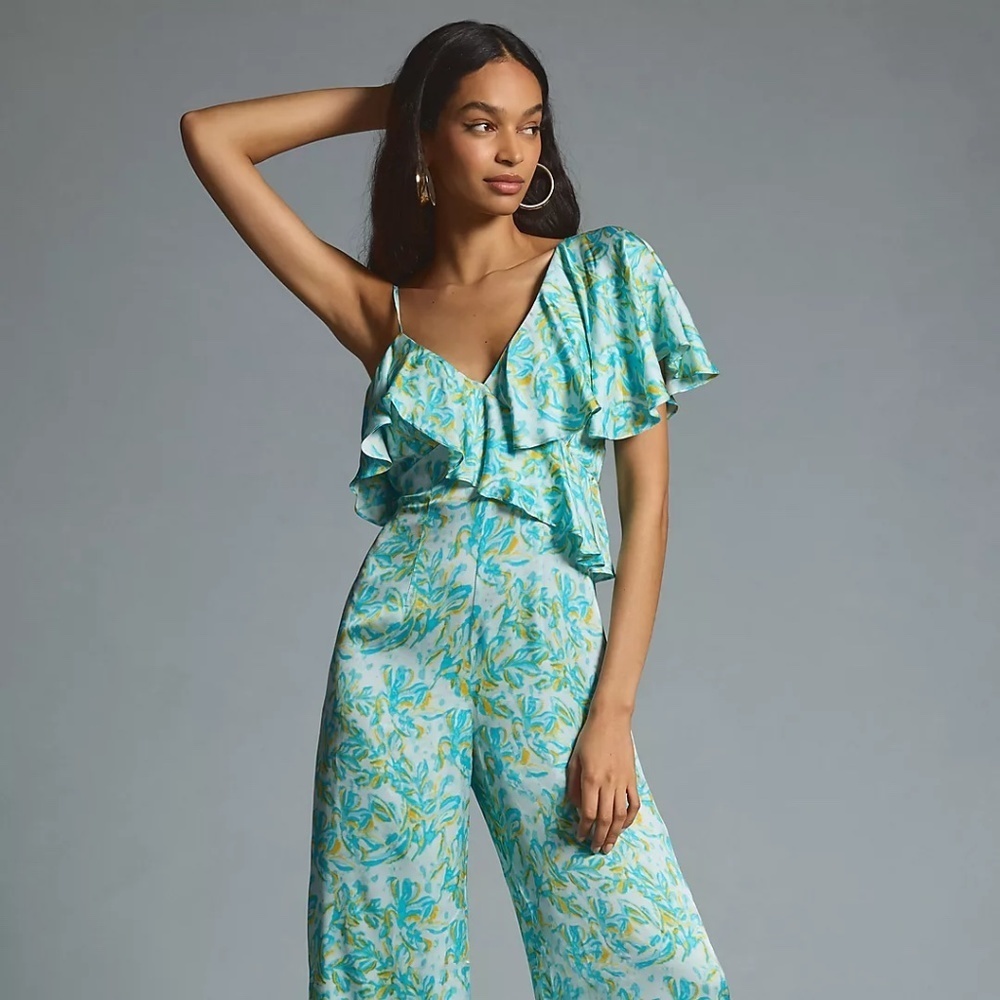 NWT Anthropologie Corey Lynn Calter Silky Wide Leg Jumpsuit Small - Picture 2 of 4